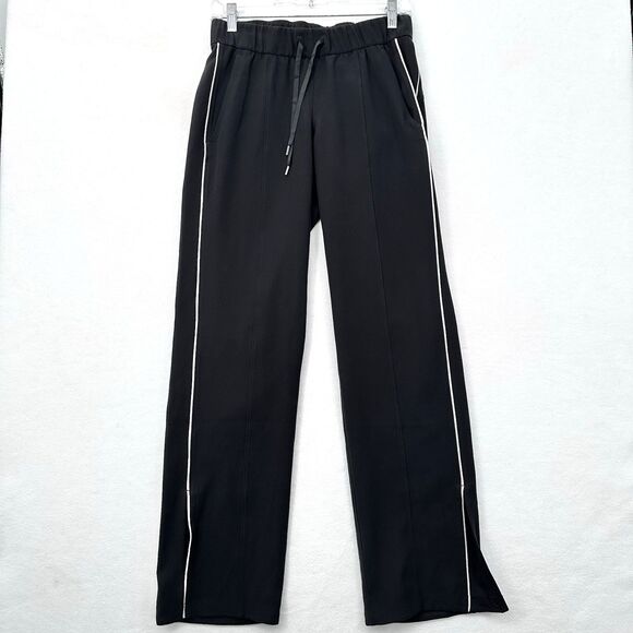 Lululemon On The Right Track Pants 4 Black Split Hem Mid Rise Relaxed Drapey - Picture 2 of 12